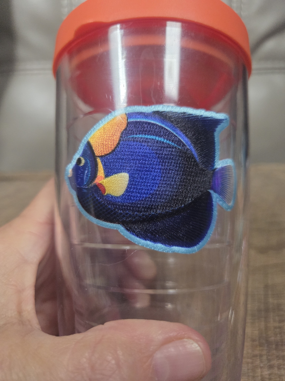 Tervis 16oz Insulated Tumbler w/ Embroidered Tropical Fish & Orange Lid Bin 1K